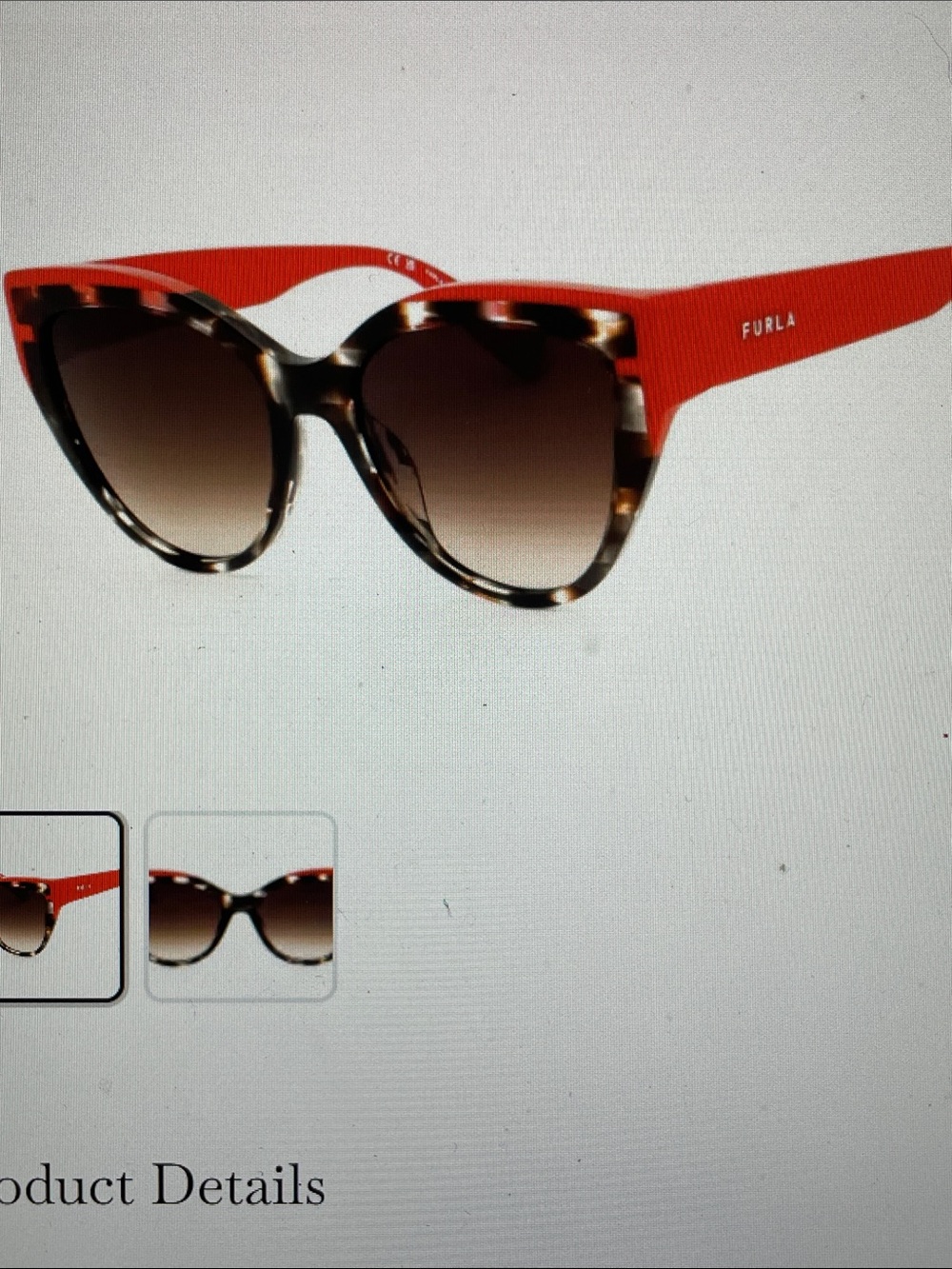 Furla Tortoiseshell Cat Eye Sunglasses with Red Temples